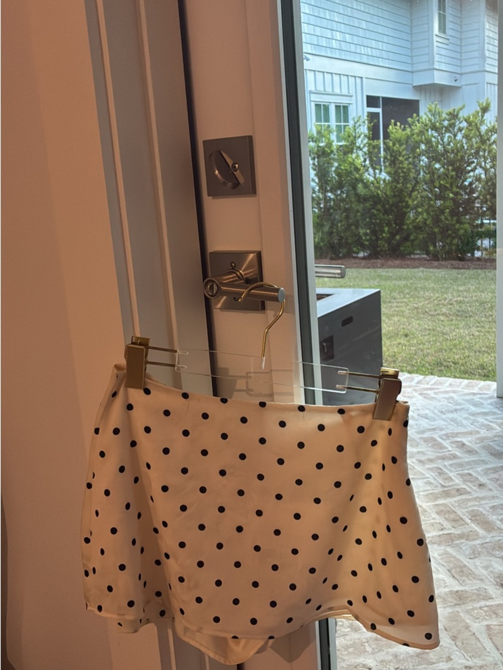 Princess Polly Cream Skirt with Black Polka Dots